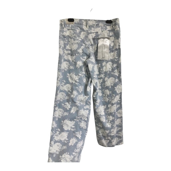 Madden Girl‎ blue white floral ultra 90’s straight cut jeans size 9 brand new - Picture 3 of 13